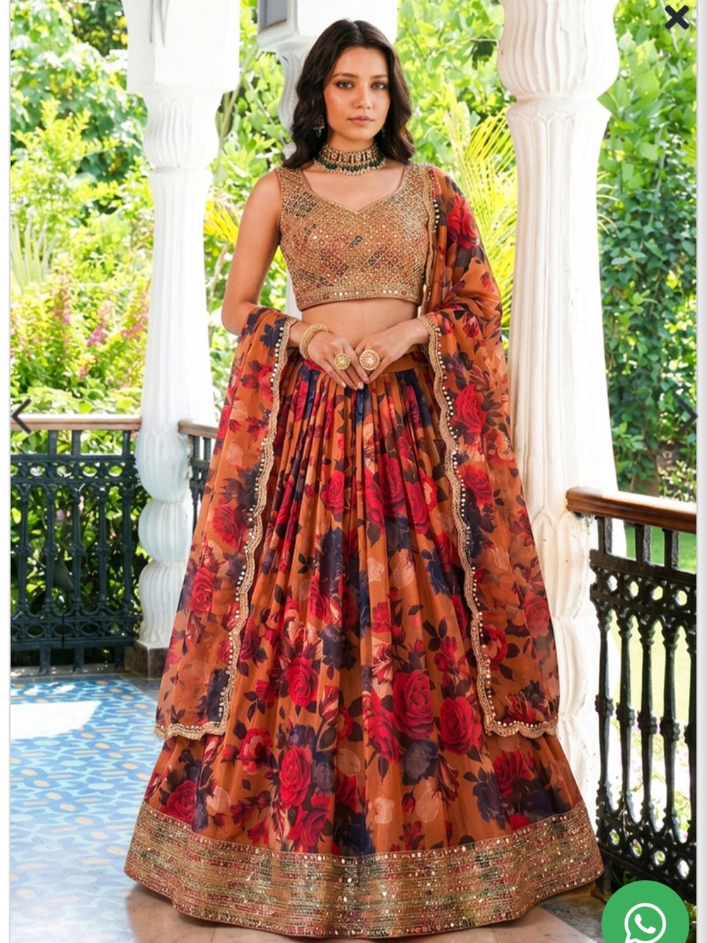 Red Embroidered Georgette Lehenga Set With Dupatta